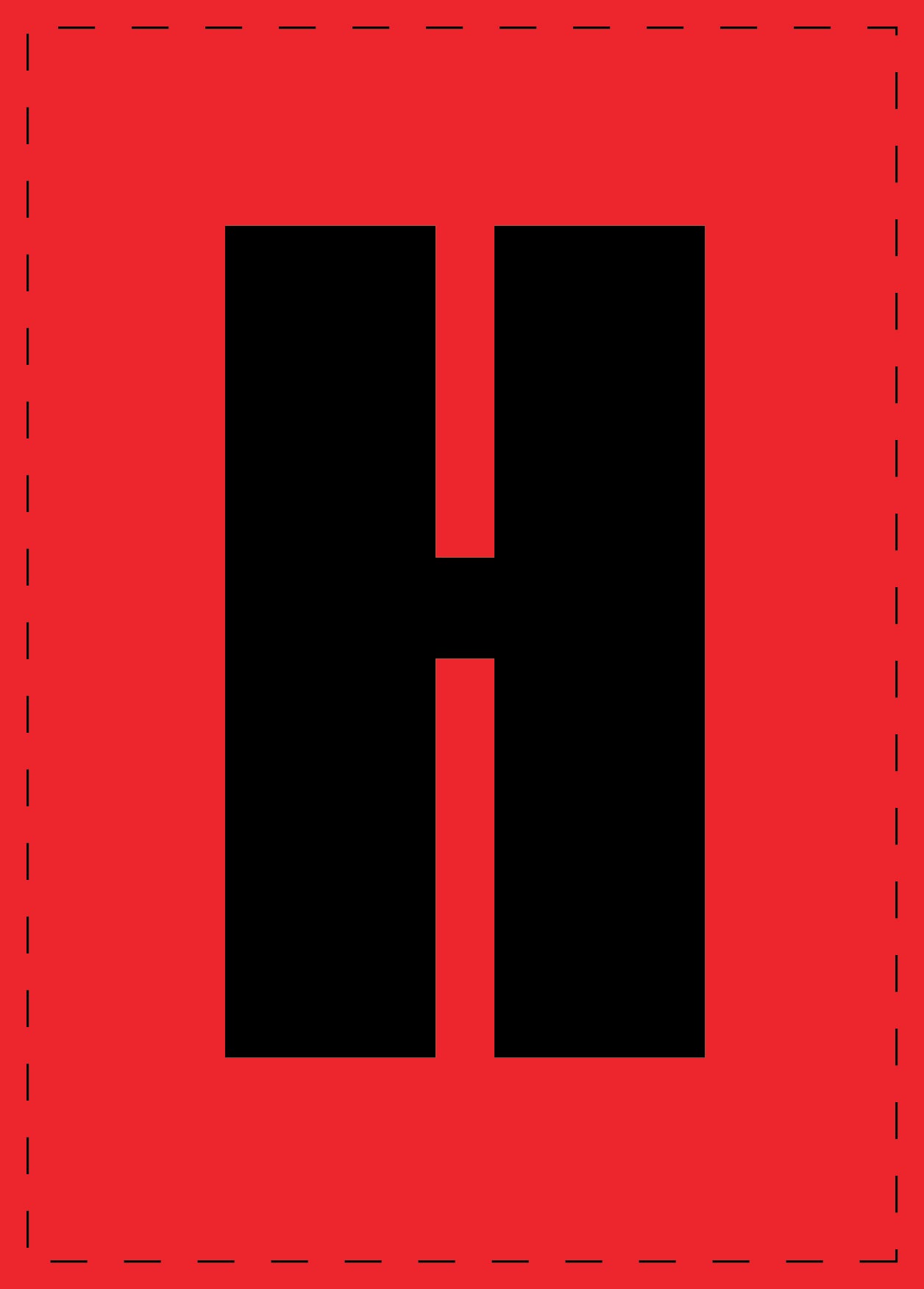 Letter H adhesive letters and number stickers black font Red background ES-BGPVC-H-14