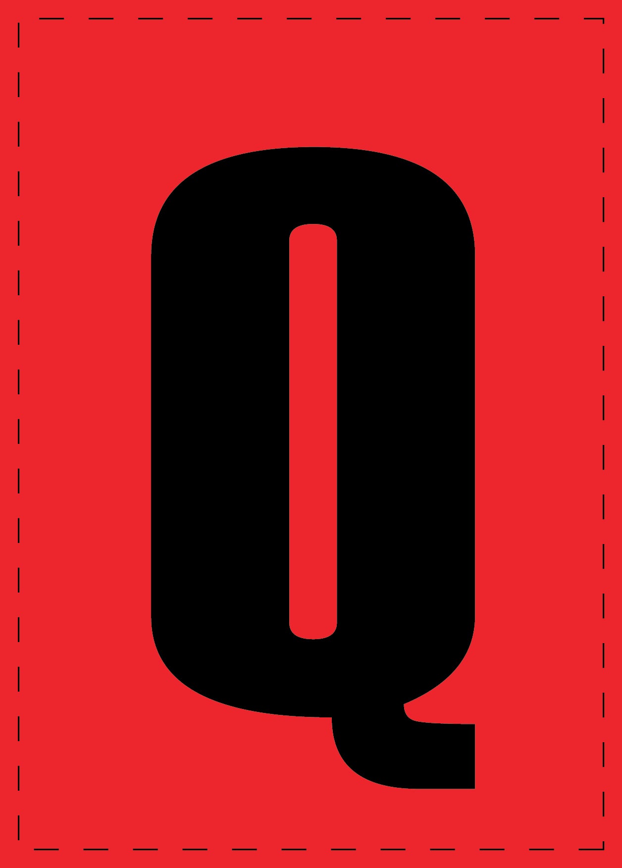 Letter Q adhesive letters and number stickers black font Red background ES-BGPVC-Q-14