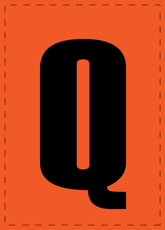 Letter Q adhesive letters and number stickers black font orange background ES-BGPVC-Q-8