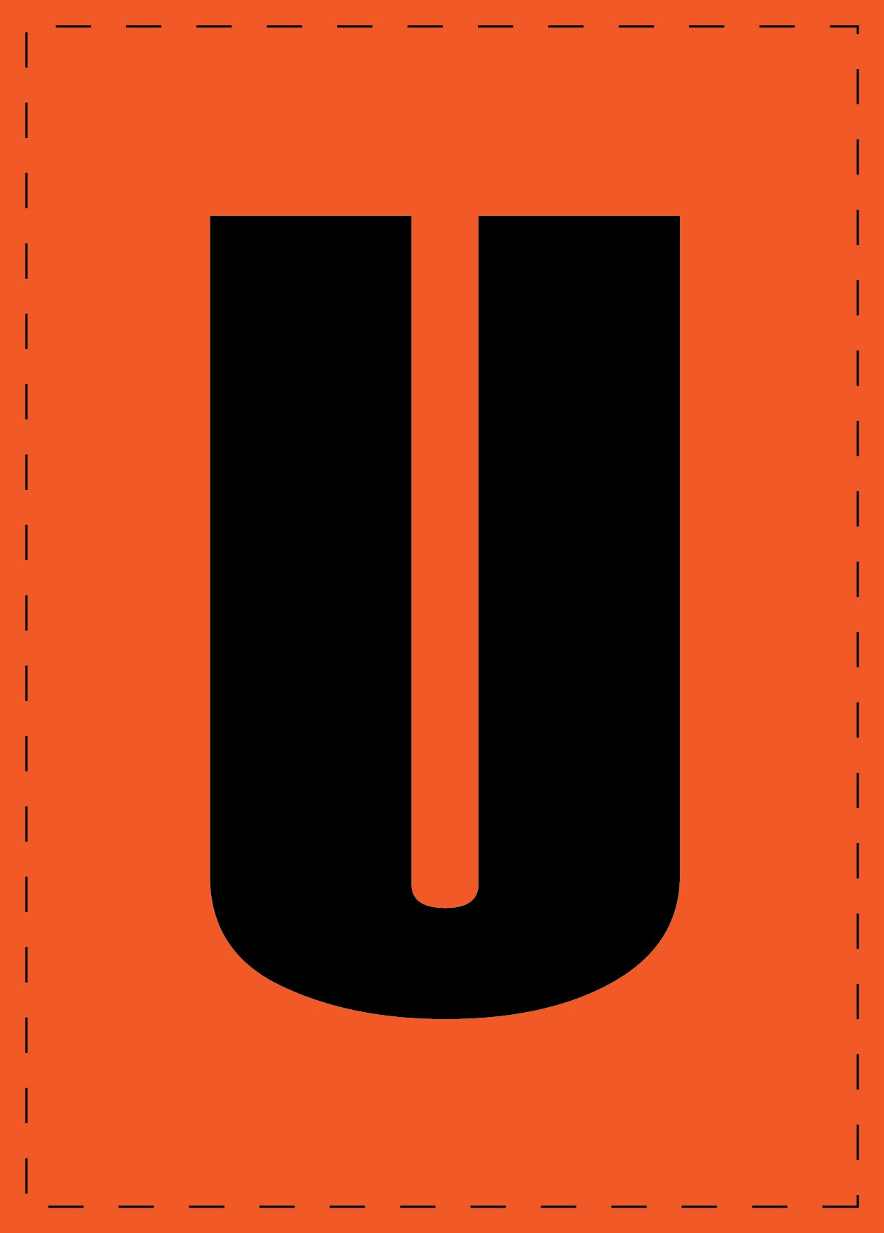 Letter U adhesive letters and number stickers black font orange background ES-BGPVC-U-8