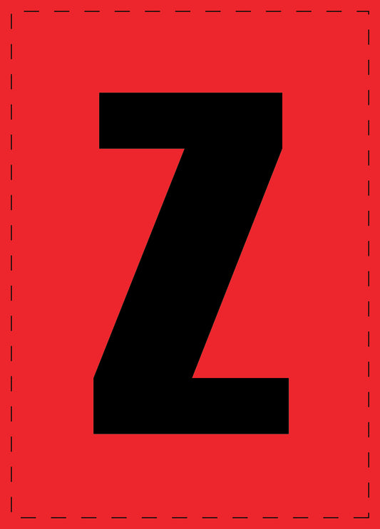 Letter Z adhesive letters and number stickers black font Red background ES-BGPVC-Z