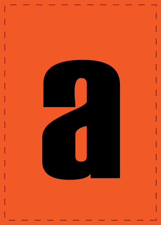 Letter a adhesive letters and number stickers black font orange background ES-BKPVC-A-8