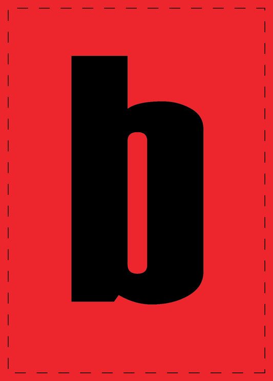 Letter b adhesive letters and number stickers black font Red background ES-BKPVC-B-14