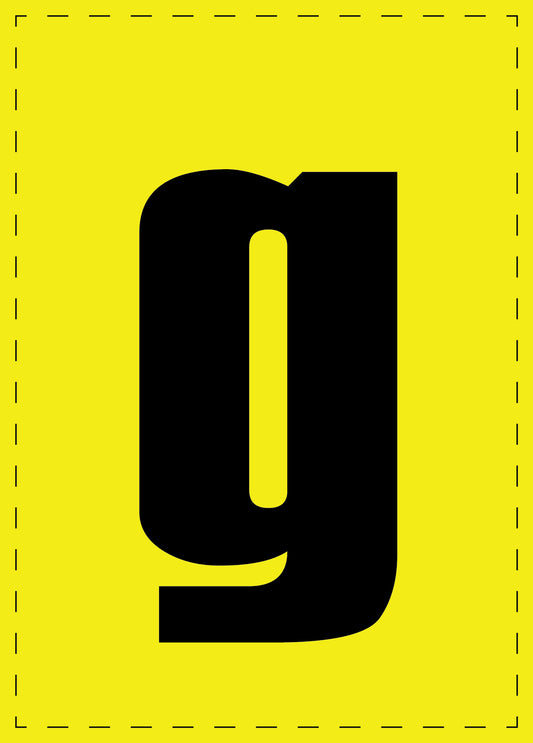 Letter g adhesive letters and number stickers black font yellow background ES-BGPVC-g-3