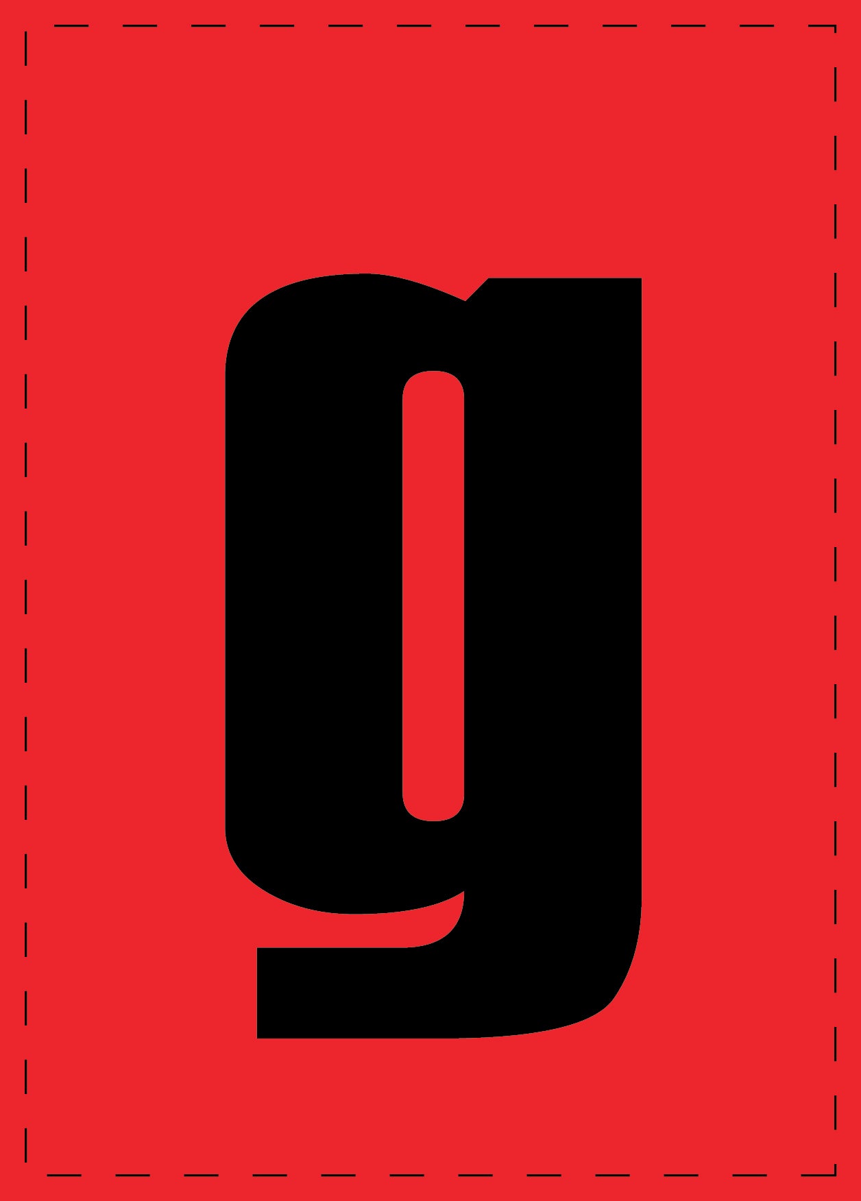 Letter g adhesive letters and number stickers black font Red background ES-BKPVC-G-14