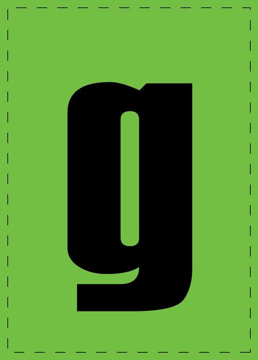Letter g adhesive letters and number stickers black font green background ES-BKPVC-G-67