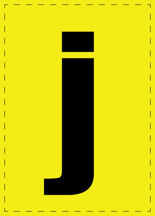 Letter j adhesive letters and number stickers black font yellow background ES-BGPVC-j-3