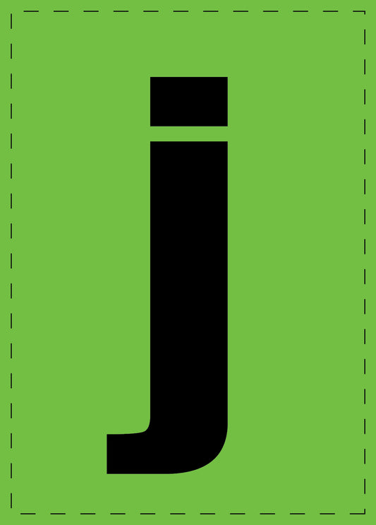 Letter j adhesive letters and number stickers black font green background ES-BKPVC-J-67