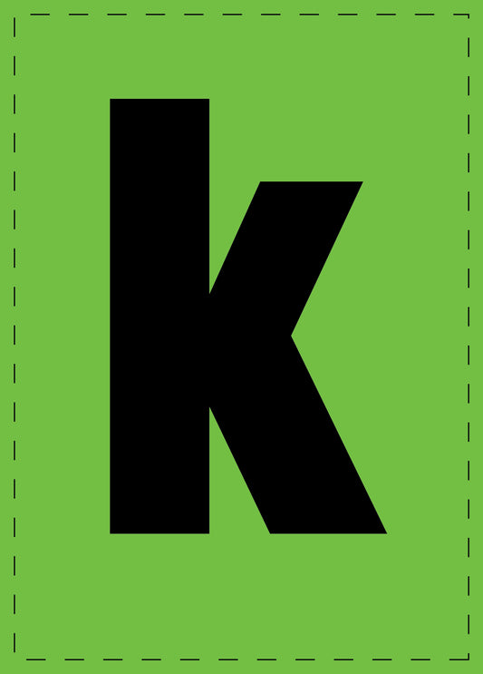 Letter k adhesive letters and number stickers black font green background ES-BKPVC-K-67