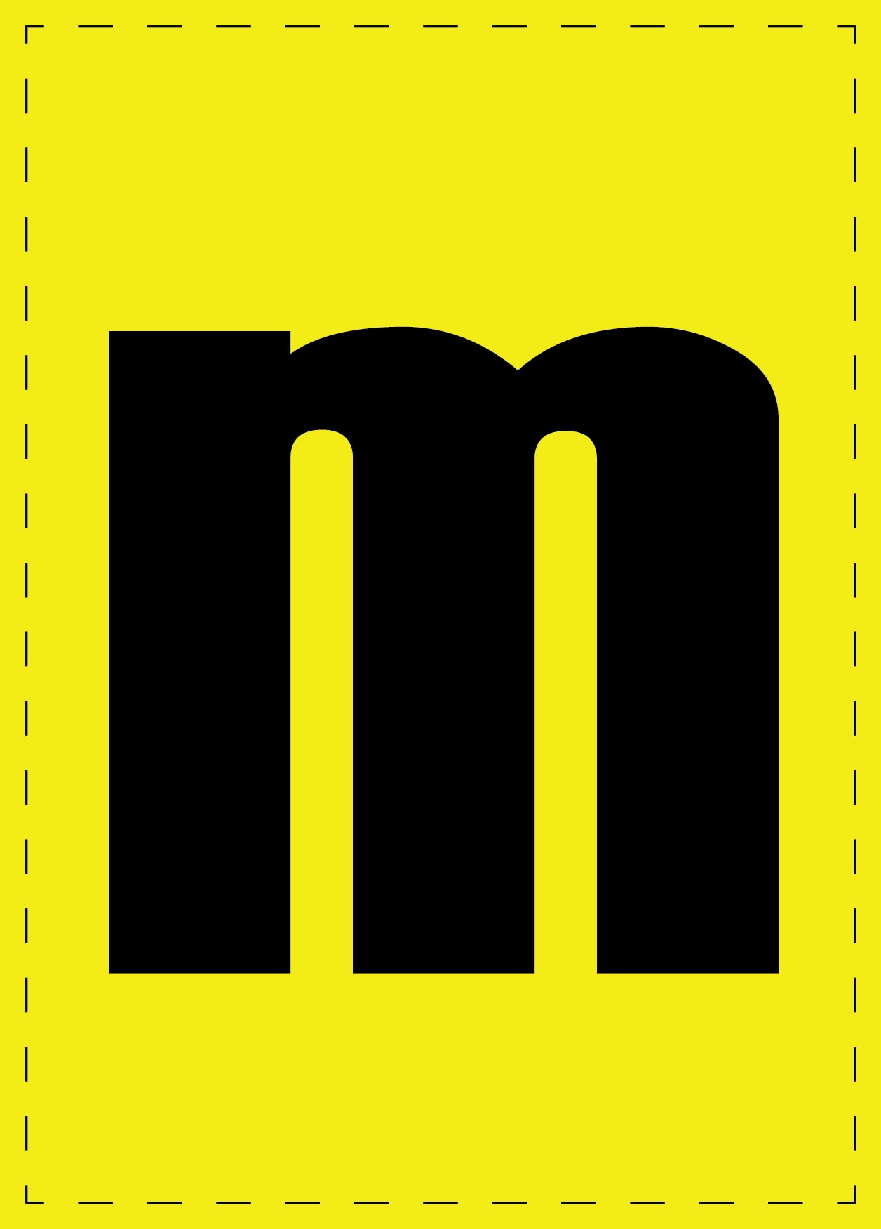 Letter m adhesive letters and number stickers black font yellow background ES-BGPVC-m-3