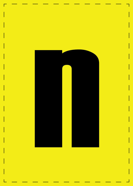 Letter n adhesive letters and number stickers black font yellow background ES-BGPVC-n-3