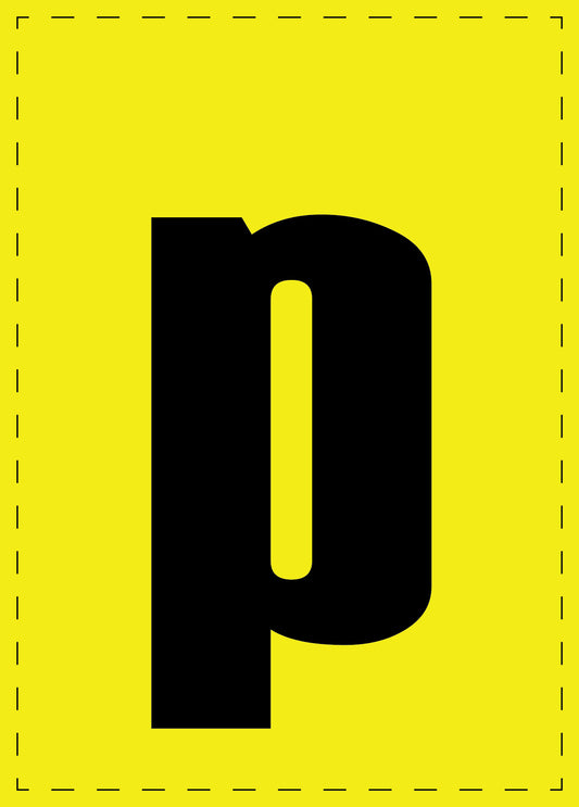 Letter p adhesive letters and number stickers black font yellow background ES-BGPVC-p-3