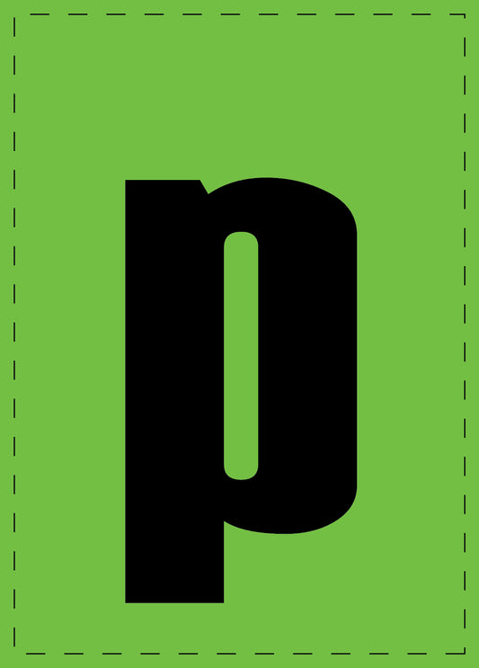 Letter p adhesive letters and number stickers black font green background ES-BKPVC-P-67