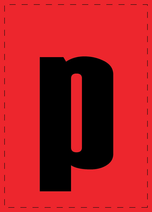 Letter p adhesive letters and number stickers black font Red background ES-BKPVC-P-14