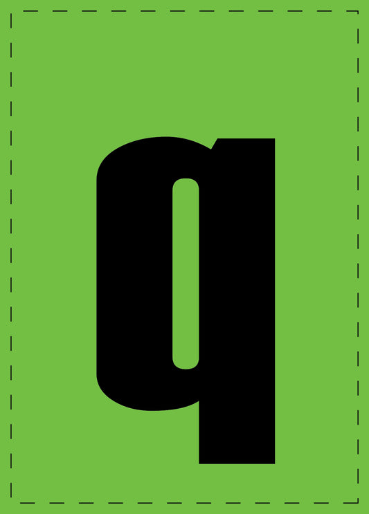 Letter q adhesive letters and number stickers black font green background ES-BKPVC-Q-67