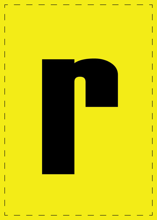 Letter r adhesive letters and number stickers black font yellow background ES-BGPVC-r-3