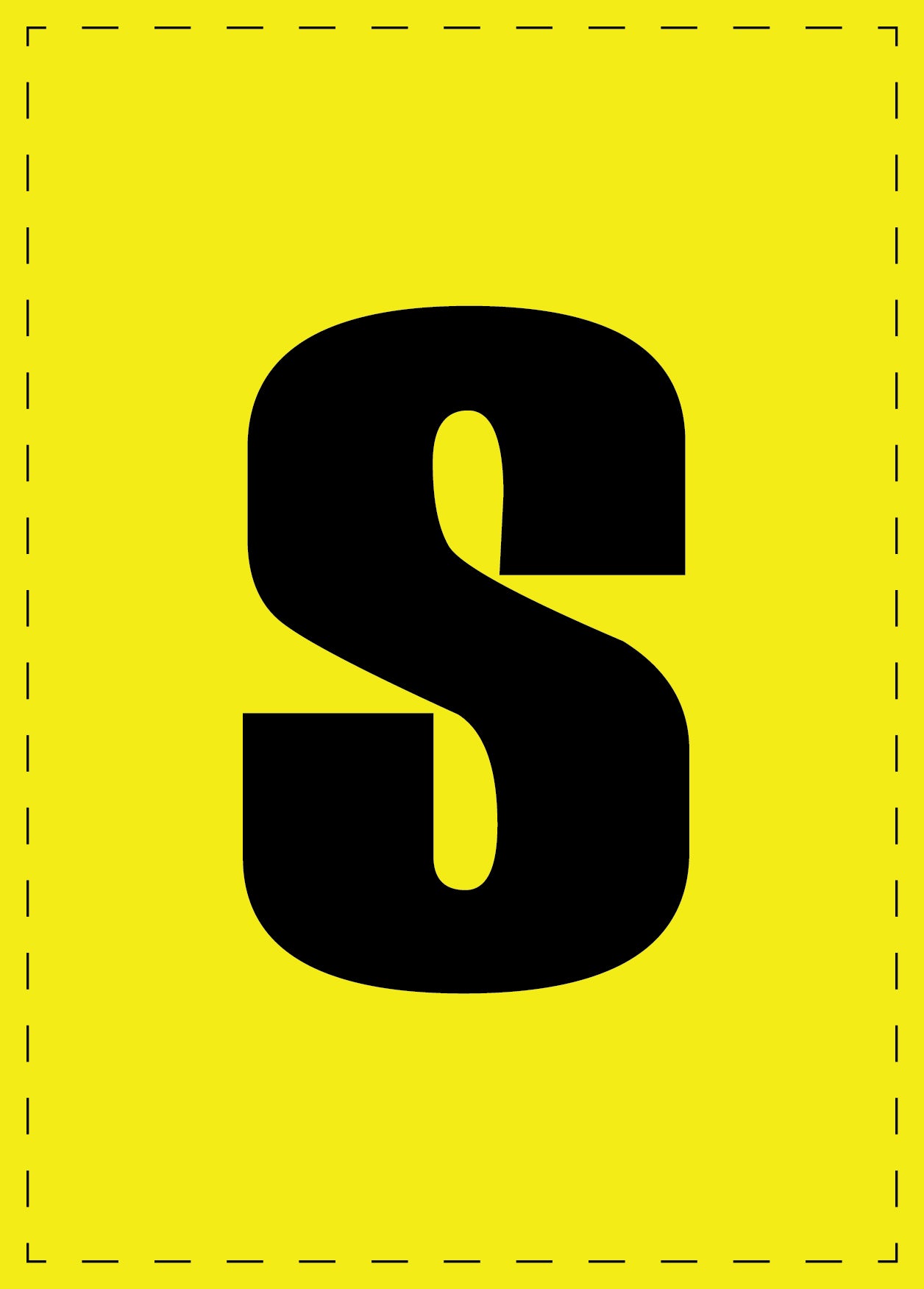 Letter s adhesive letters and number stickers black font yellow background ES-BGPVC-s-3