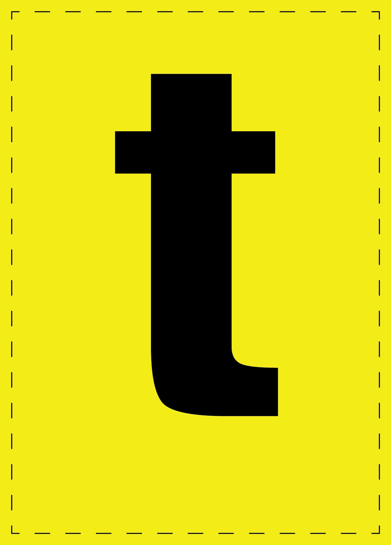 Letter t adhesive letters and number stickers black font yellow background ES-BGPVC-t-3