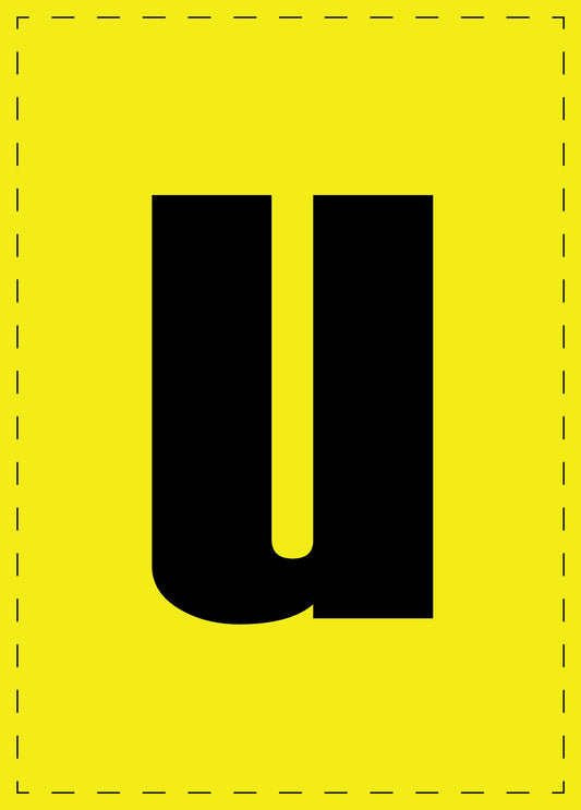 Letter u adhesive letters and number stickers black font yellow background ES-BGPVC-u-3