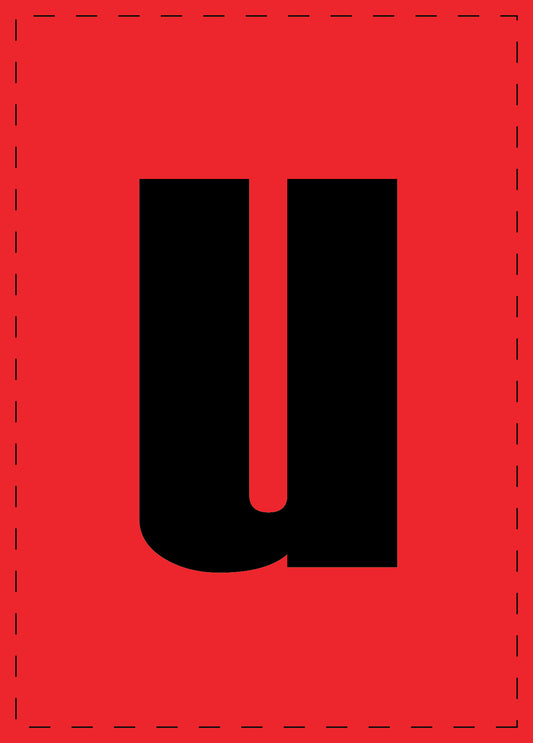 Letter u adhesive letters and number stickers black font Red background ES-BKPVC-U-14