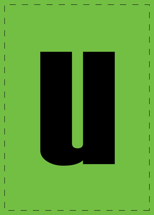 Letter u adhesive letters and number stickers black font green background ES-BKPVC-U-67