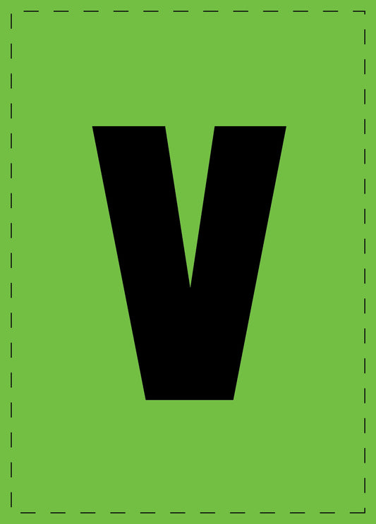 Letter v adhesive letters and number stickers black font green background ES-BKPVC-V-67