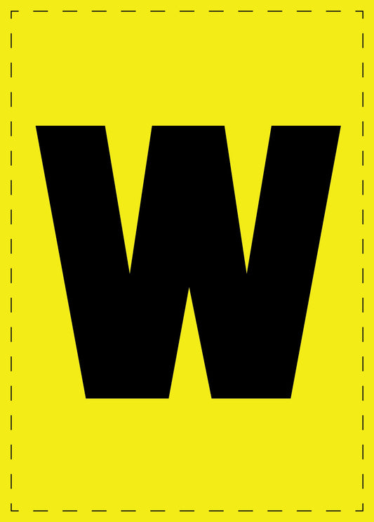 Letter w adhesive letters and number stickers black font yellow background ES-BGPVC-w-3