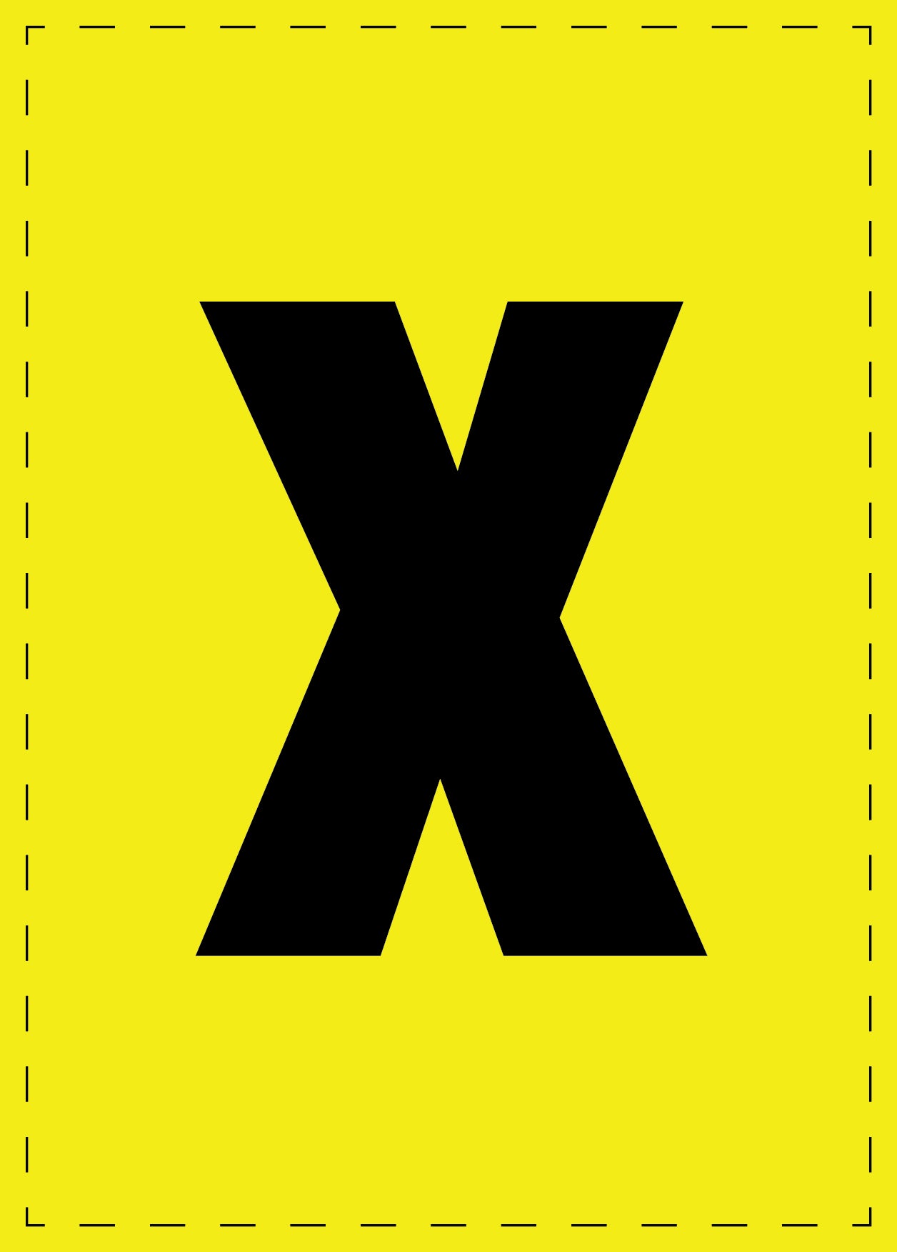 Letter x adhesive letters and number stickers black font yellow background ES-BGPVC-x-3