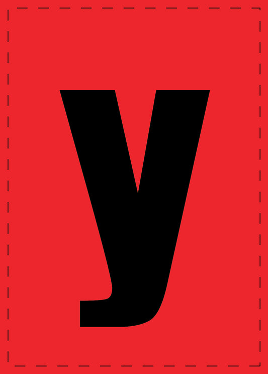 Letter y adhesive letters and number stickers black font Red background ES-BKPVC-Y-14