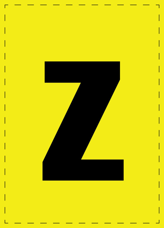 Letter z adhesive letters and number stickers black font yellow background ES-BGPVC-z-3