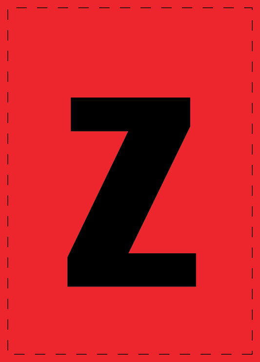 Letter z adhesive letters and number stickers black font Red background ES-BKPVC-Z-14