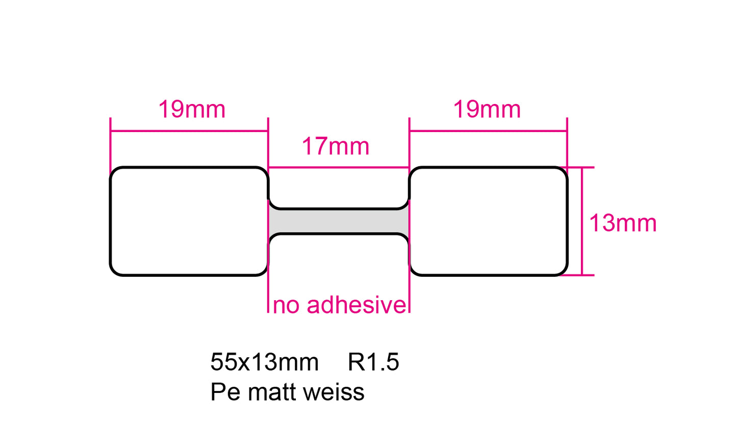 1000 jewellery/jeweller's labels, ring labels, 55x13mm, on a roll. Strong adhesive, LH-JU-PE-5513-0