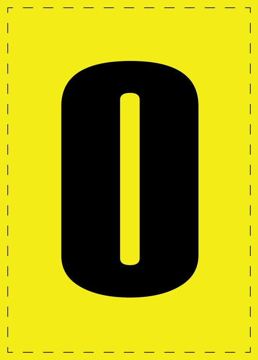 Letter 0 adhesive letters and number stickers black font yellow background ES-BGPVC-0-3