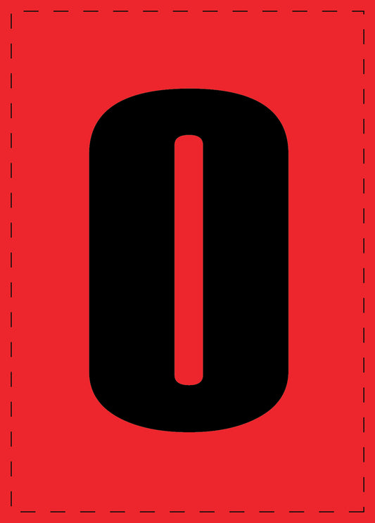 Letter 0 adhesive letters and number stickers black font Red background ES-NPVC-0-14