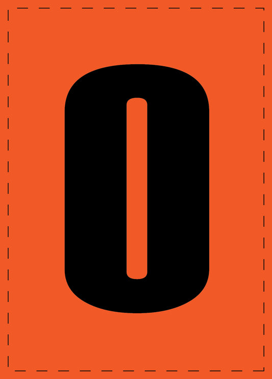 Letter 0 adhesive letters and number stickers black font orange background ES-NPVC-0-8