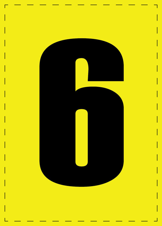 Letter 6 adhesive letters and number stickers black font yellow background ES-BGPVC-6-3