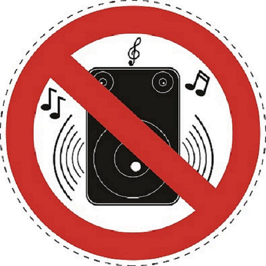 1 Stuck Prohibition sticker "No loud music" made of PVC plastic, ES-SI20000