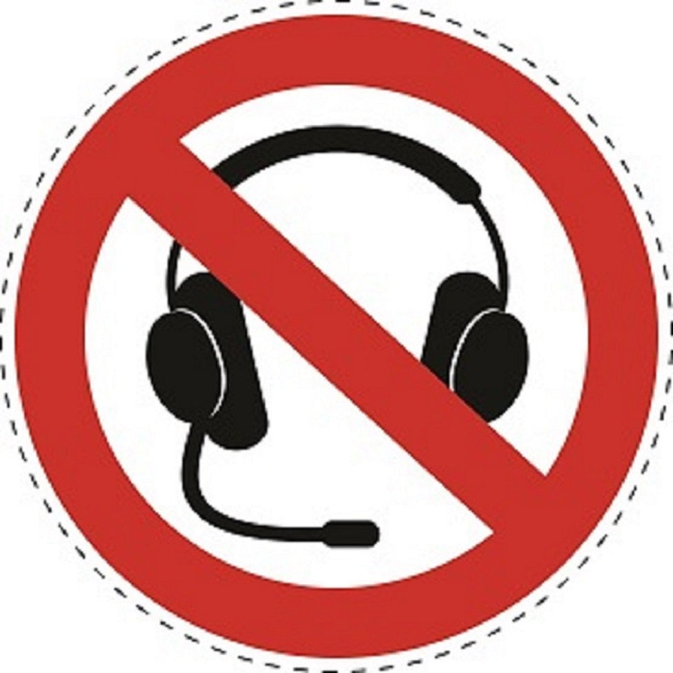 1 Stuck Prohibition sticker "No use of headphones" made of PVC plastic, ES-SI20100