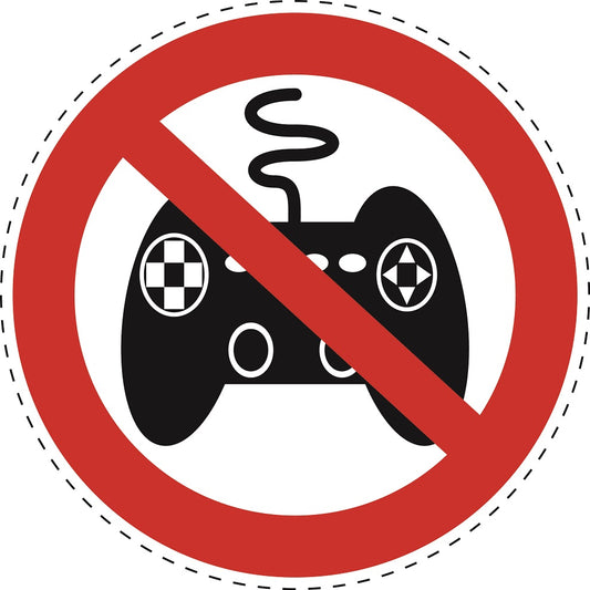 1 Stuck Prohibition sticker "No Gaming" made of PVC plastic, ES-SI20900