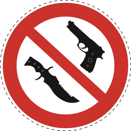 1 Stuck Prohibition sticker "No weapons allowed" made of PVC plastic, ES-SI21100