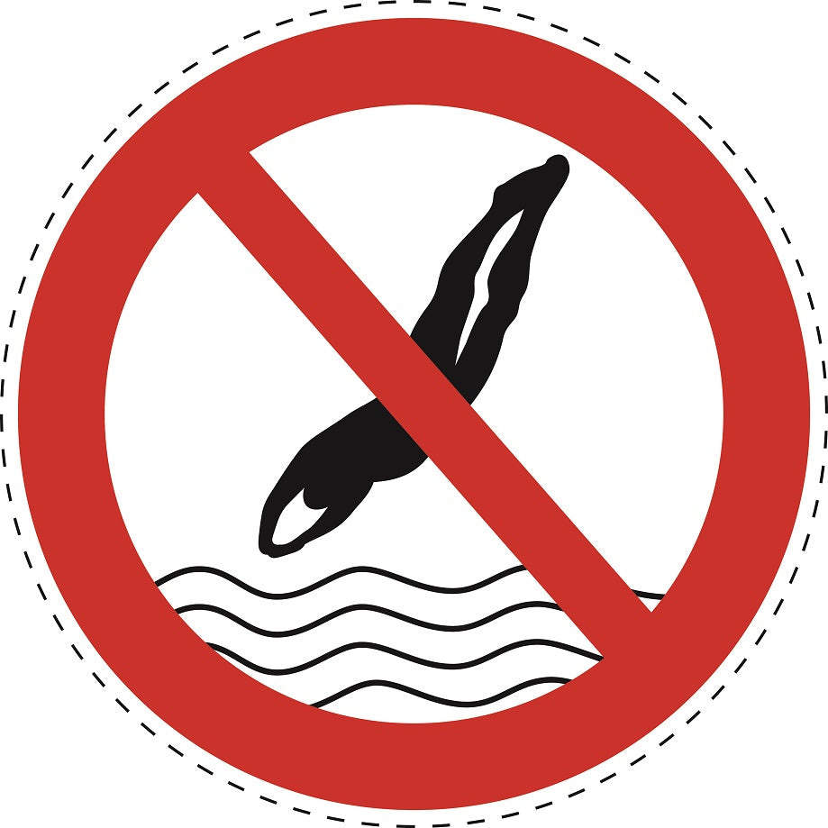 1 Stuck Prohibition sticker "Diving not allowed" made of PVC plastic, ES-SI25700