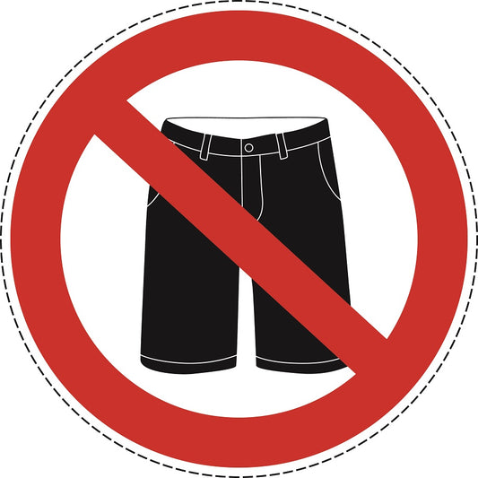 1 Stuck Prohibition sticker "No shorts allowed" made of PVC plastic, ES-SI28300