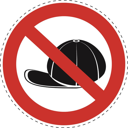 1 Stuck Prohibition sticker "No hats allowed" made of PVC plastic, ES-SI28500