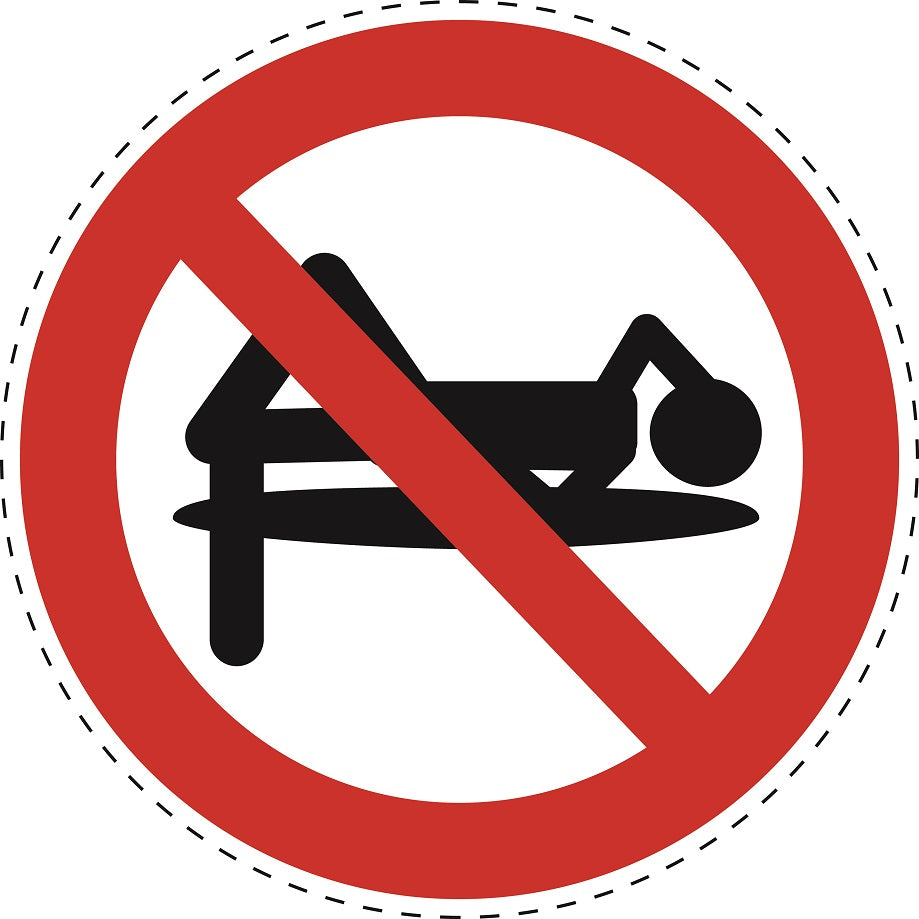 1 Stuck Prohibition sticker "Don't lie down" made of PVC plastic, ES-SI28700