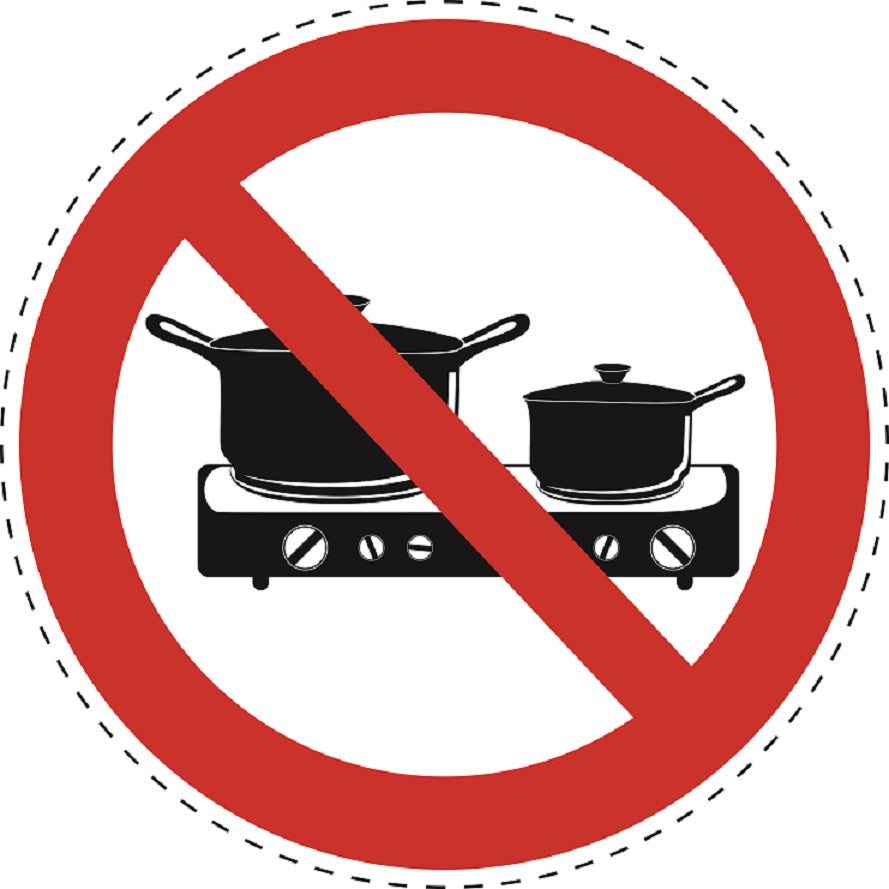 1 Stuck Prohibition sticker "No cooking" made of PVC plastic, ES-SI29200