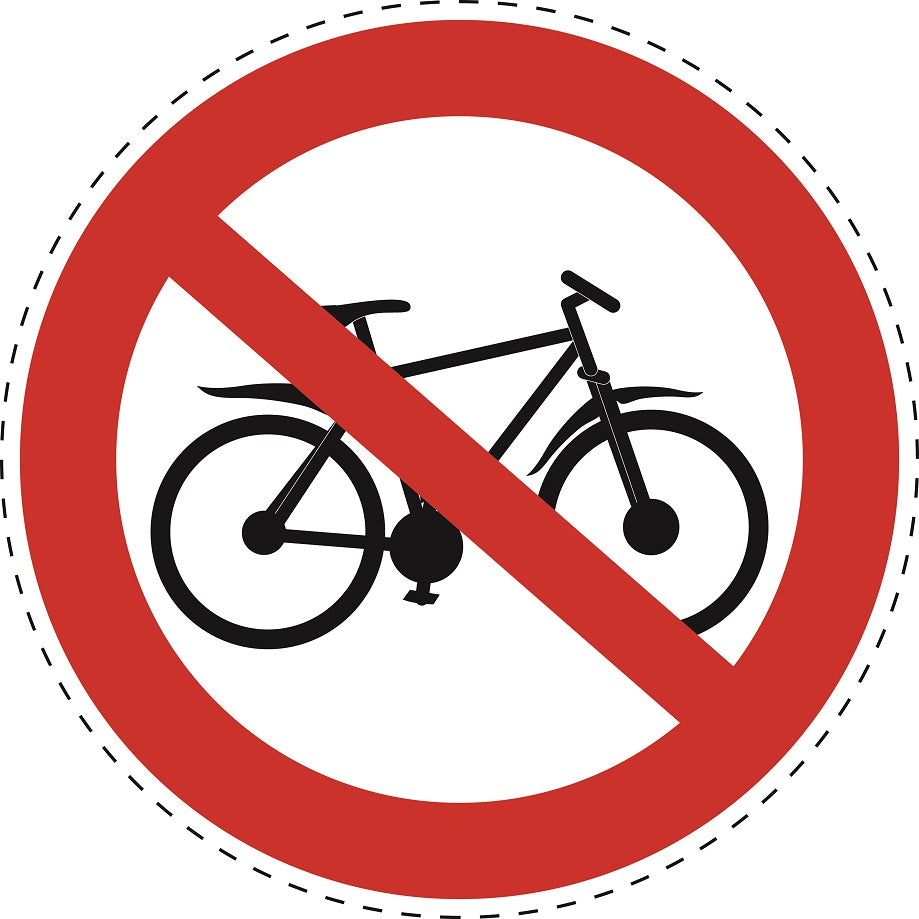 1 Stuck Prohibition sticker "No cycling" made of PVC plastic, ES-SI29500