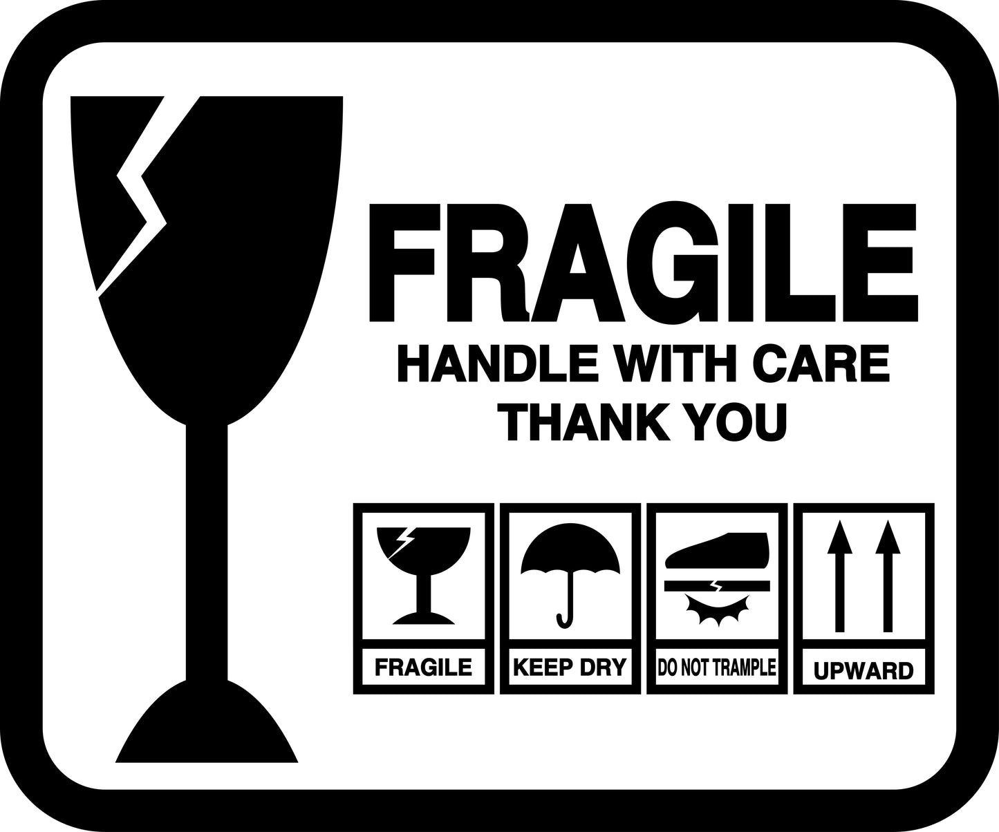 Fragile - Fragile sticker "Fragile  Handle with care Thank You" LH-FRAGILE-H-10300-88-0