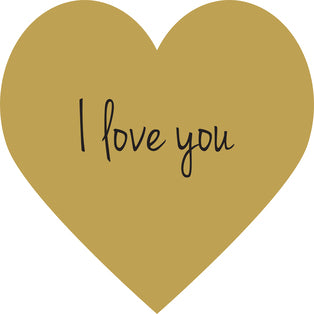 Heart sticker 1 - 10cm with desired text printed in gold, silver and red, outdoor resistant