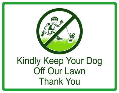 Sticker "Kindly keep your dog off our lawn thank you" 10-60 cm made of PVC plastic, LH-KEEPOFFGRASS-H-12300-54