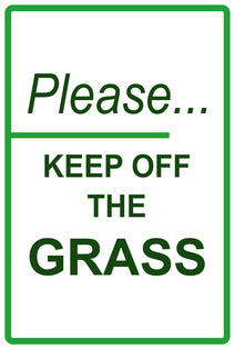 Sticker "Please...Keep off the grass" 10-60 cm made of PVC plastic, LH-KEEPOFFGRASS-V-10600-54